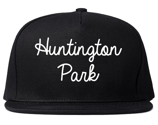 Huntington Park California CA Script Mens Snapback Hat Black