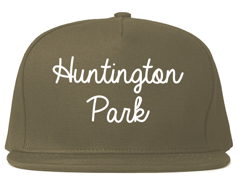 Huntington Park California CA Script Mens Snapback Hat Grey