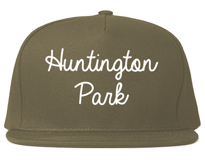 Huntington Park California CA Script Mens Snapback Hat Grey