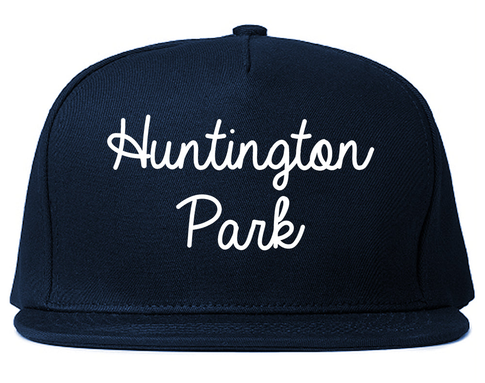 Huntington Park California CA Script Mens Snapback Hat Navy Blue