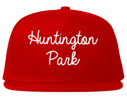 Huntington Park California CA Script Mens Snapback Hat Red