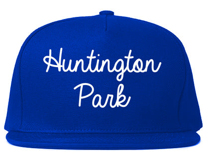 Huntington Park California CA Script Mens Snapback Hat Royal Blue