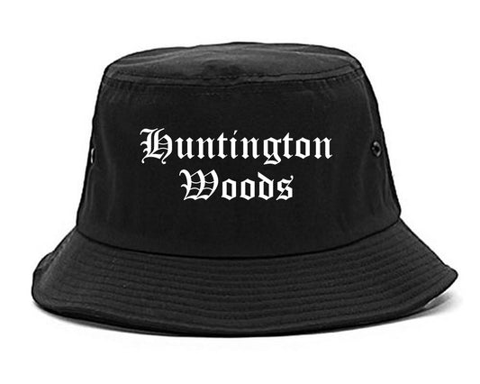Huntington Woods Michigan MI Old English Mens Bucket Hat Black