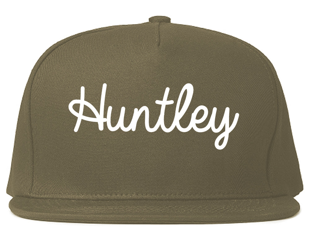Huntley Illinois IL Script Mens Snapback Hat Grey