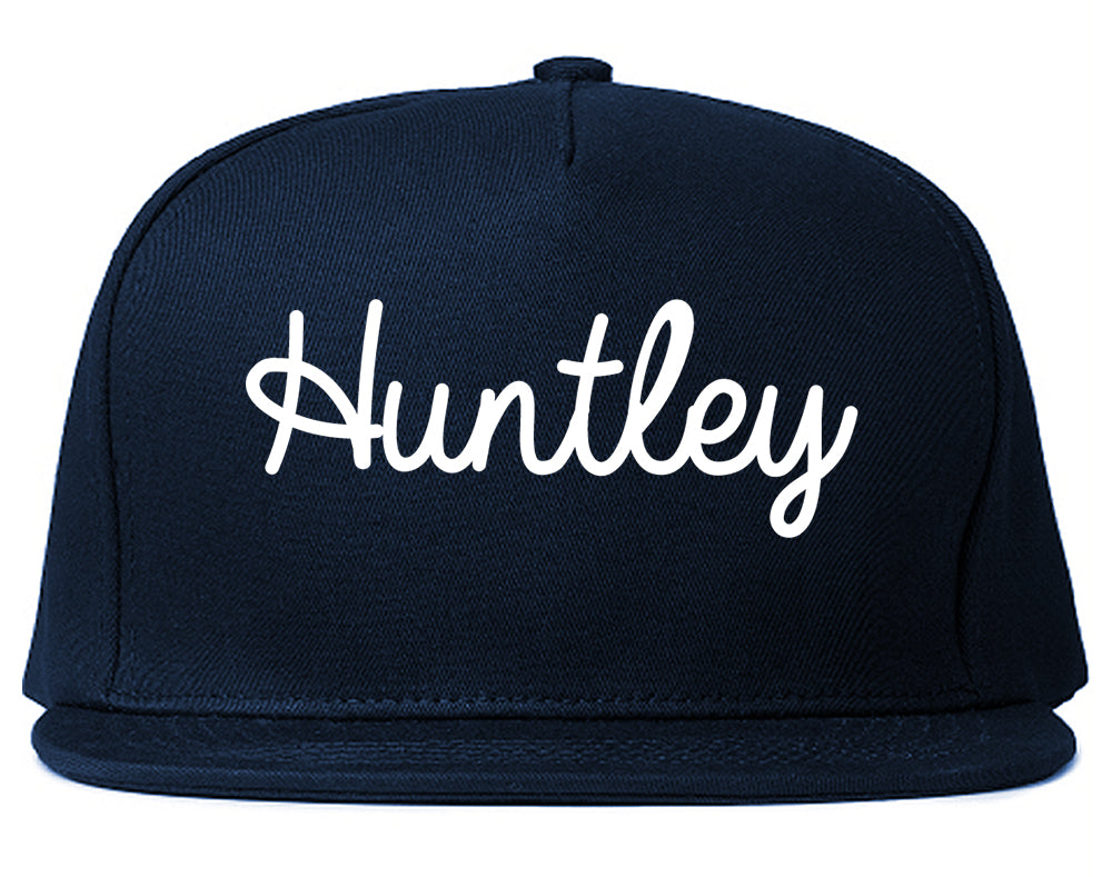 Huntley Illinois IL Script Mens Snapback Hat Navy Blue