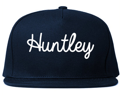 Huntley Illinois IL Script Mens Snapback Hat Navy Blue