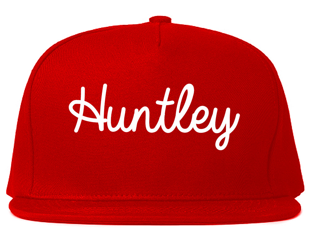 Huntley Illinois IL Script Mens Snapback Hat Red