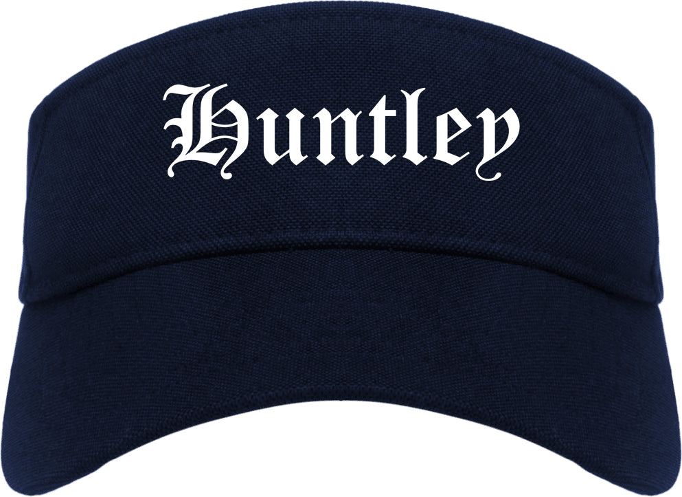 Huntley Illinois IL Old English Mens Visor Cap Hat Navy Blue