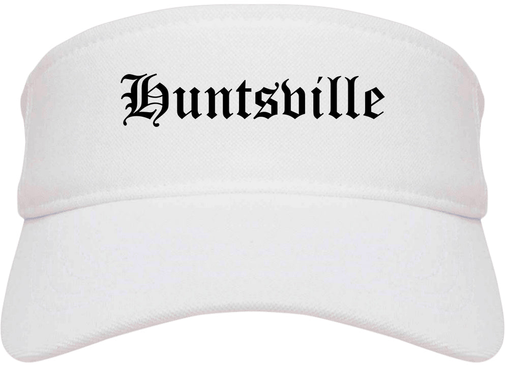 Huntsville Alabama AL Old English Mens Visor Cap Hat White