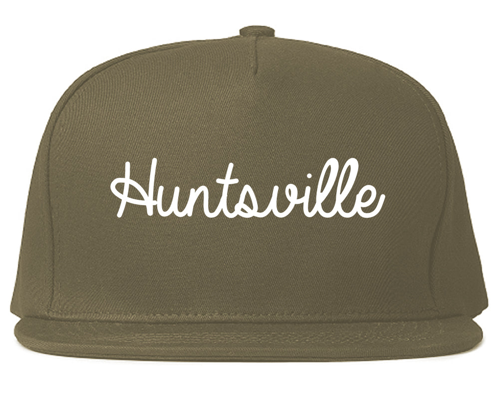Huntsville Texas TX Script Mens Snapback Hat Grey