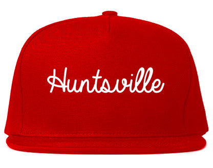 Huntsville Texas TX Script Mens Snapback Hat Red