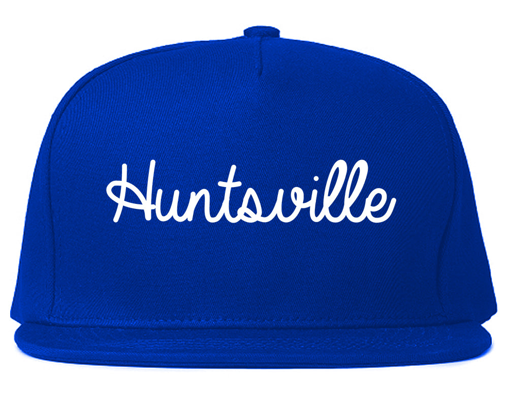 Huntsville Texas TX Script Mens Snapback Hat Royal Blue