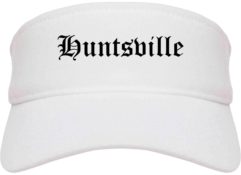 Huntsville Texas TX Old English Mens Visor Cap Hat White