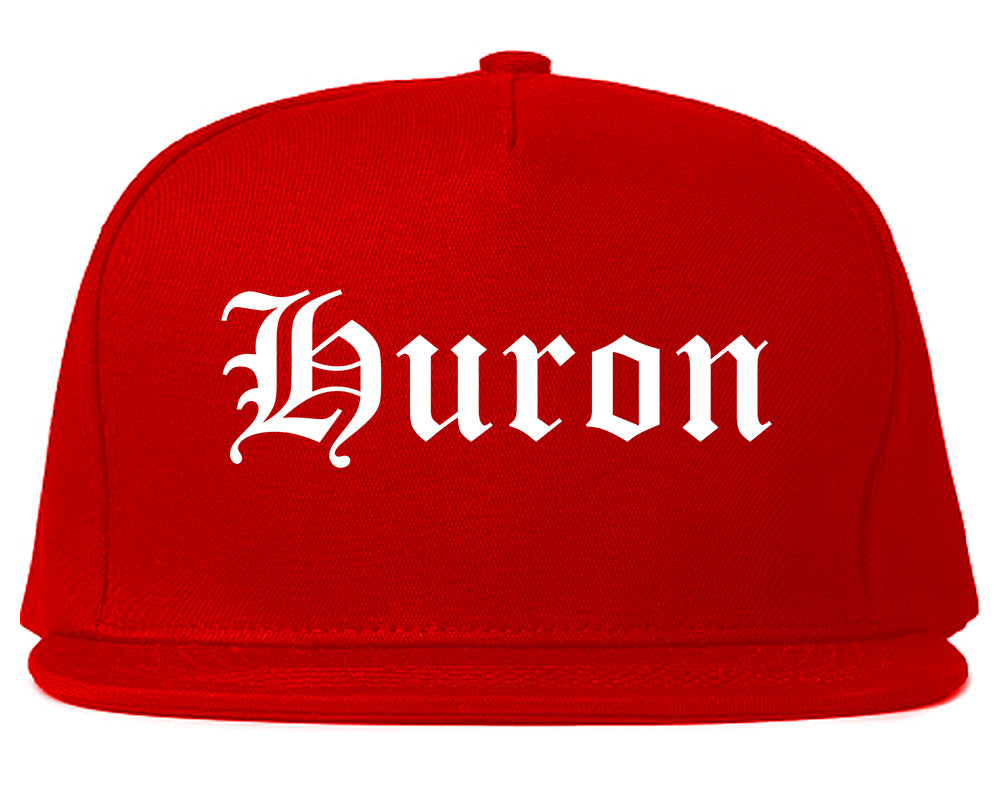 Huron California CA Old English Mens Snapback Hat Red