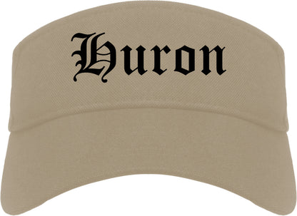 Huron California CA Old English Mens Visor Cap Hat Khaki