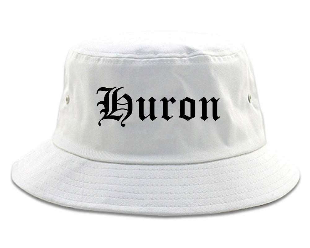 Huron California CA Old English Mens Bucket Hat White