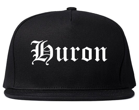 Huron Ohio OH Old English Mens Snapback Hat Black