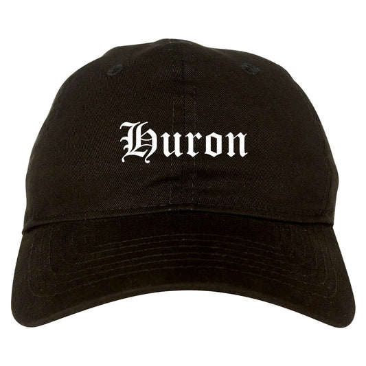 Huron Ohio OH Old English Mens Dad Hat Baseball Cap Black