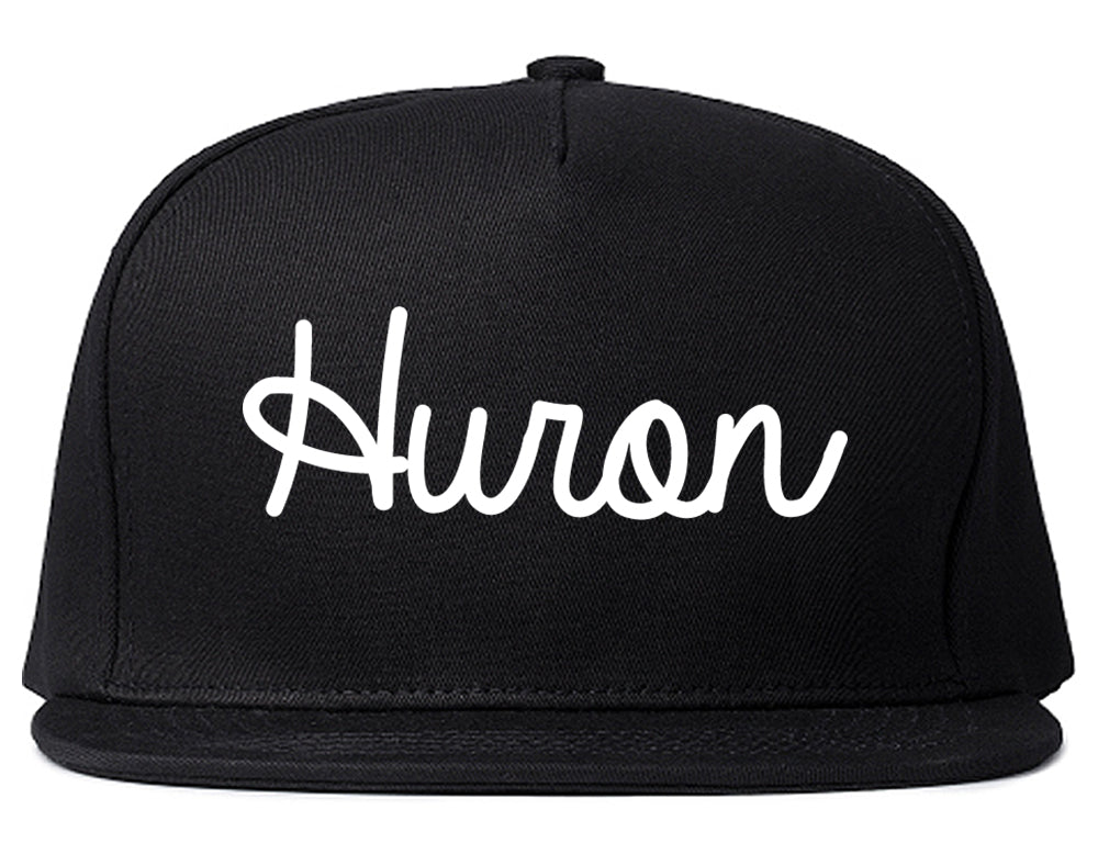 Huron Ohio OH Script Mens Snapback Hat Black