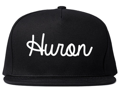 Huron Ohio OH Script Mens Snapback Hat Black