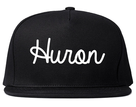 Huron Ohio OH Script Mens Snapback Hat Black