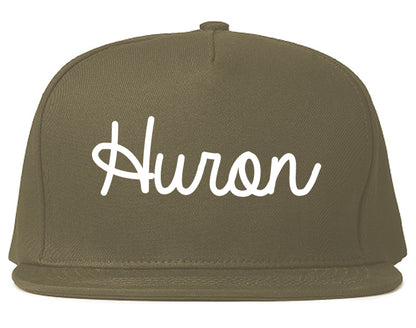 Huron Ohio OH Script Mens Snapback Hat Grey