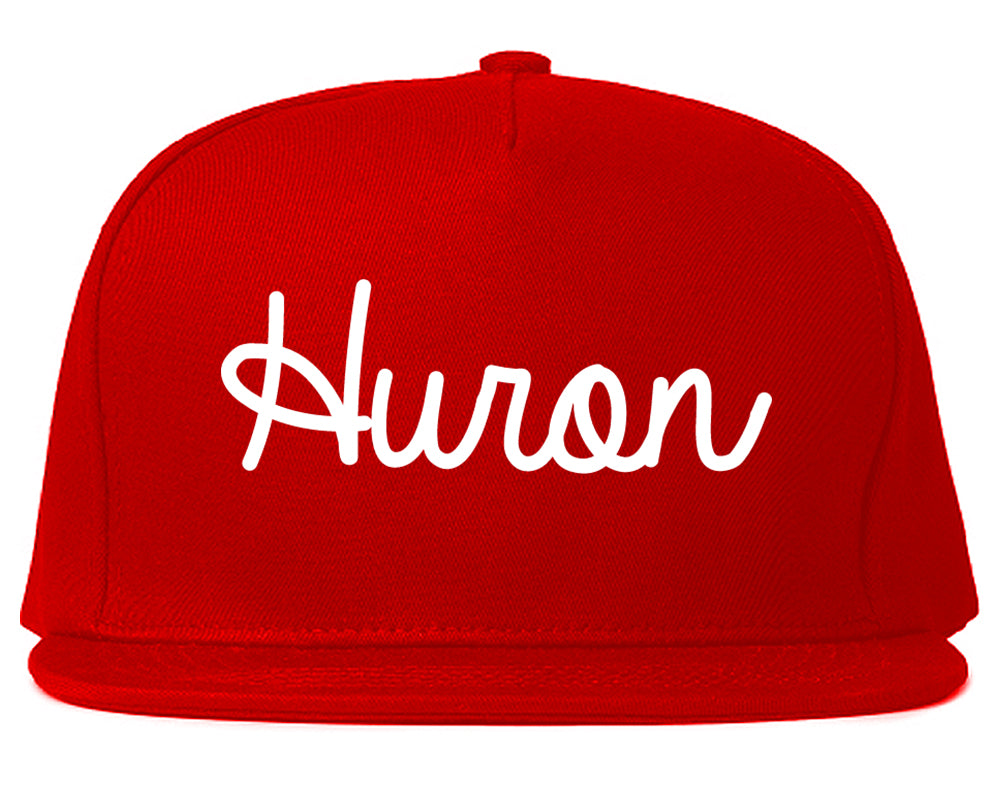 Huron Ohio OH Script Mens Snapback Hat Red