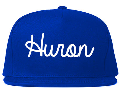 Huron Ohio OH Script Mens Snapback Hat Royal Blue
