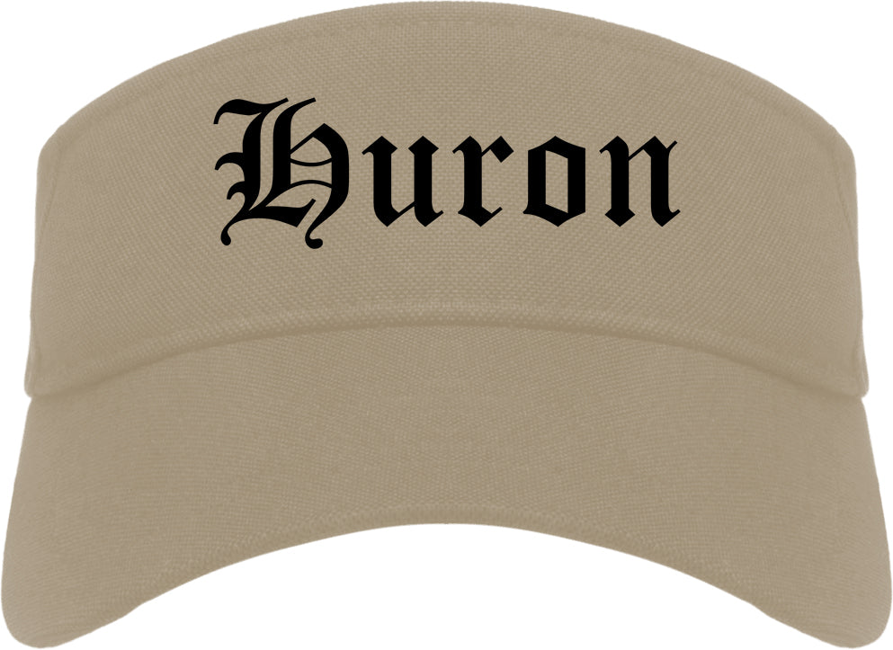 Huron Ohio OH Old English Mens Visor Cap Hat Khaki