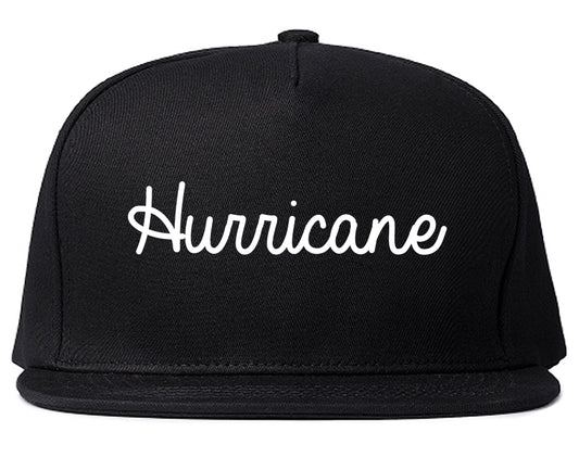 Hurricane Utah UT Script Mens Snapback Hat Black