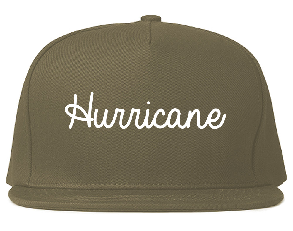 Hurricane Utah UT Script Mens Snapback Hat Grey