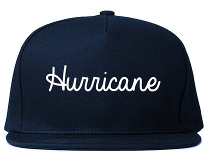 Hurricane Utah UT Script Mens Snapback Hat Navy Blue