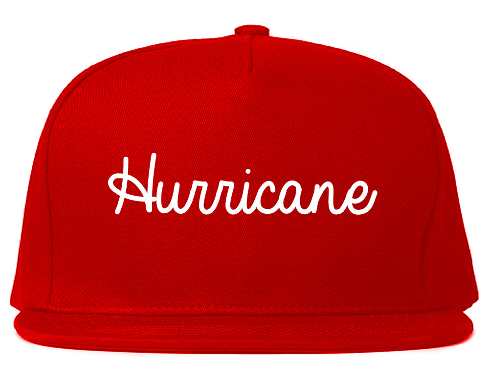 Hurricane Utah UT Script Mens Snapback Hat Red