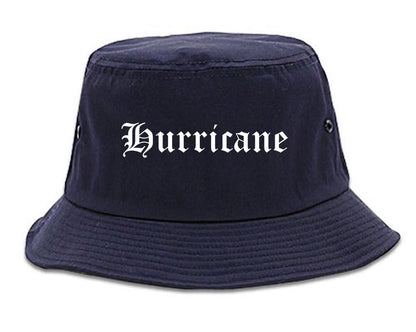 Hurricane West Virginia WV Old English Mens Bucket Hat Navy Blue