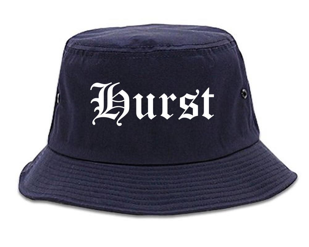Hurst Texas TX Old English Mens Bucket Hat Navy Blue