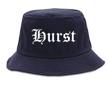 Hurst Texas TX Old English Mens Bucket Hat Navy Blue