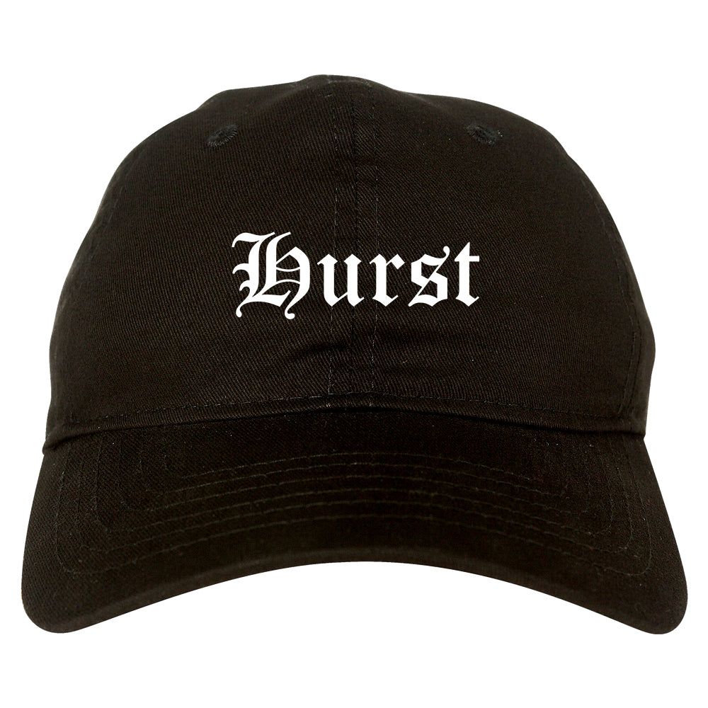 Hurst Texas TX Old English Mens Dad Hat Baseball Cap Black