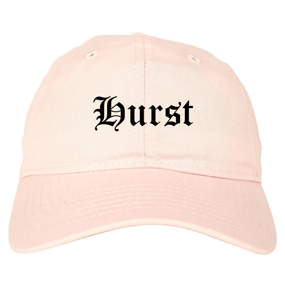 Hurst Texas TX Old English Mens Dad Hat Baseball Cap Pink