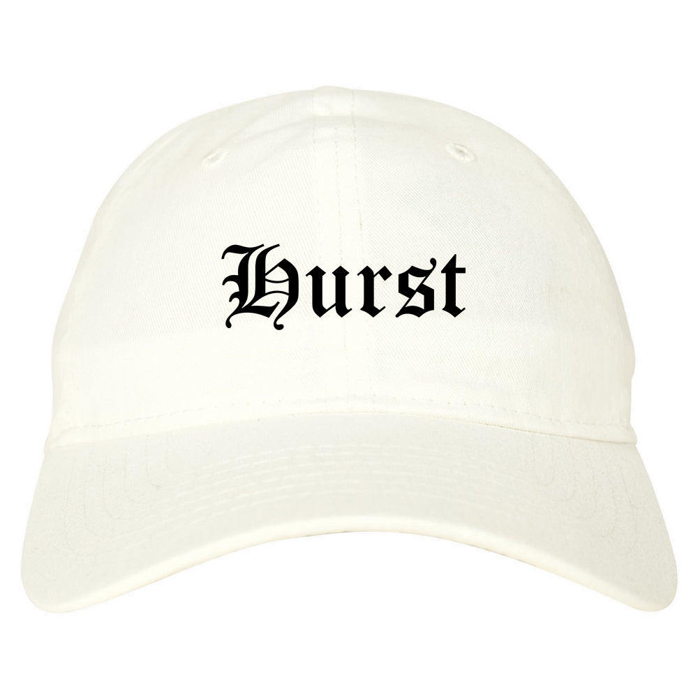 Hurst Texas TX Old English Mens Dad Hat Baseball Cap White