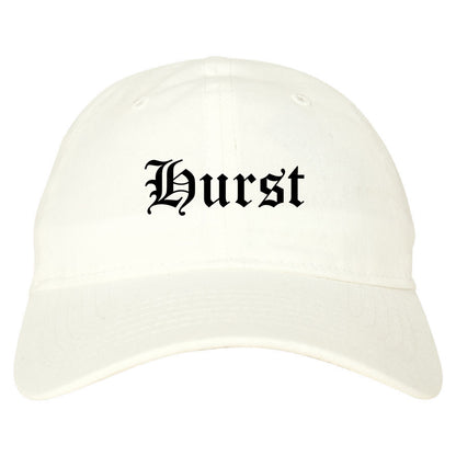 Hurst Texas TX Old English Mens Dad Hat Baseball Cap White