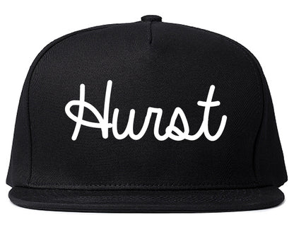 Hurst Texas TX Script Mens Snapback Hat Black