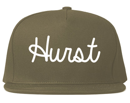 Hurst Texas TX Script Mens Snapback Hat Grey