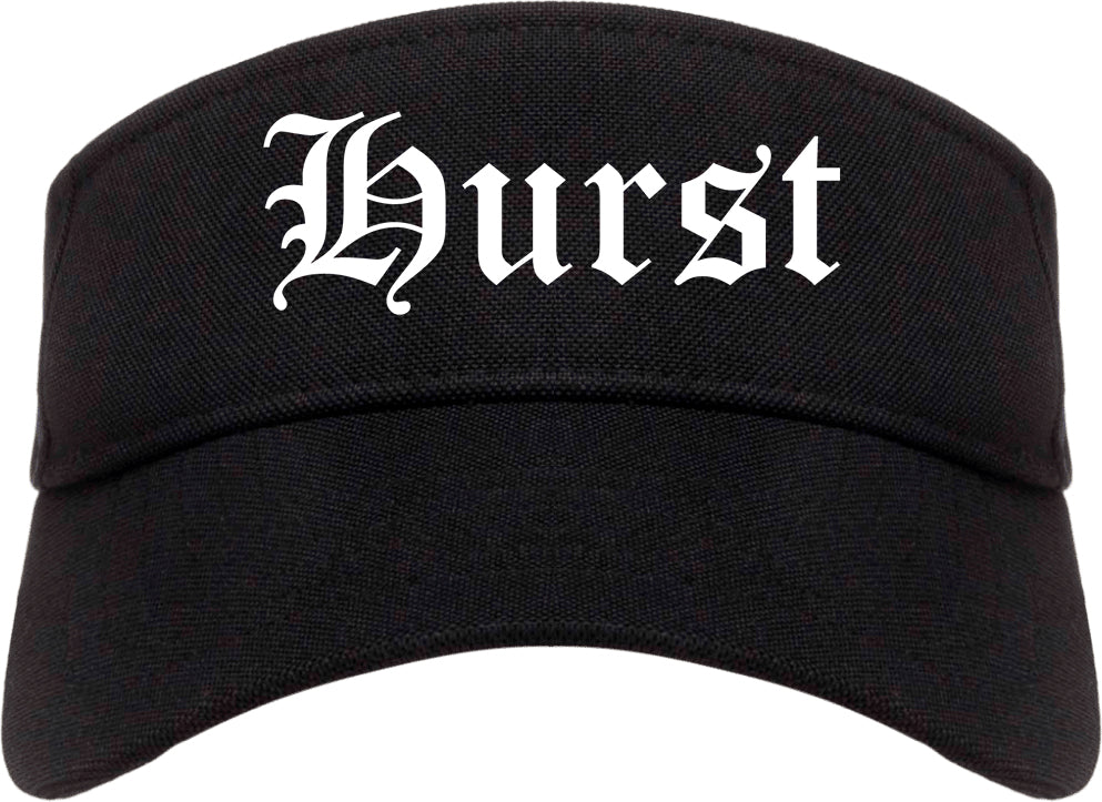 Hurst Texas TX Old English Mens Visor Cap Hat Black