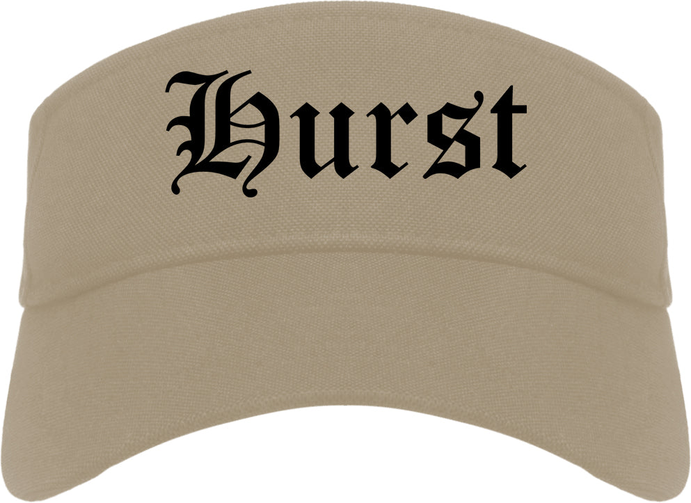 Hurst Texas TX Old English Mens Visor Cap Hat Khaki