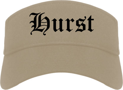 Hurst Texas TX Old English Mens Visor Cap Hat Khaki