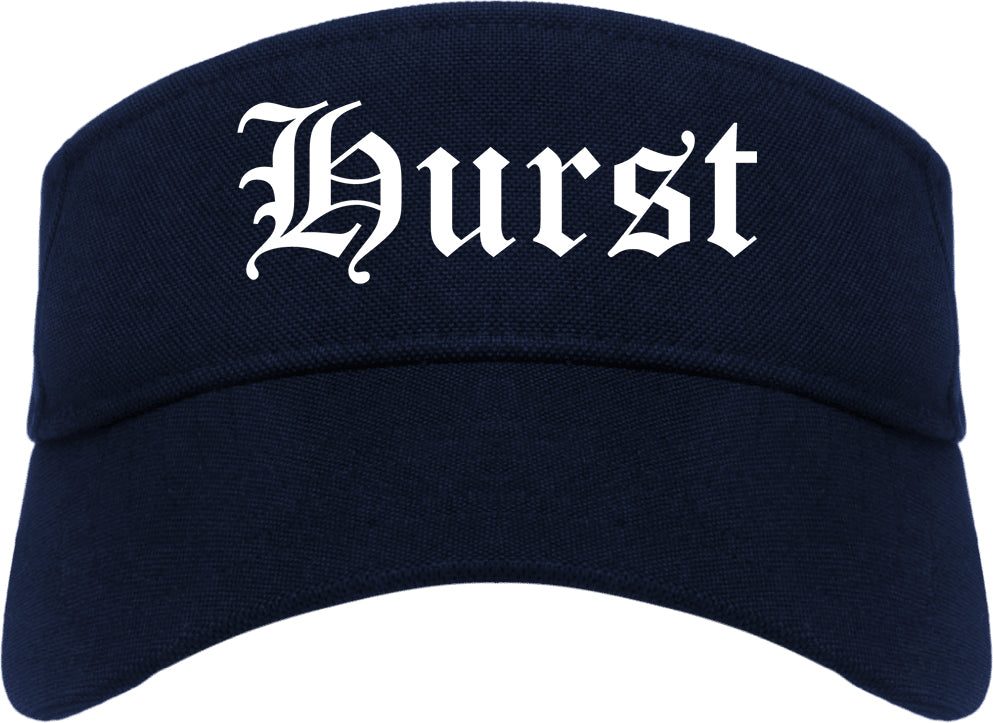 Hurst Texas TX Old English Mens Visor Cap Hat Navy Blue