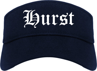 Hurst Texas TX Old English Mens Visor Cap Hat Navy Blue