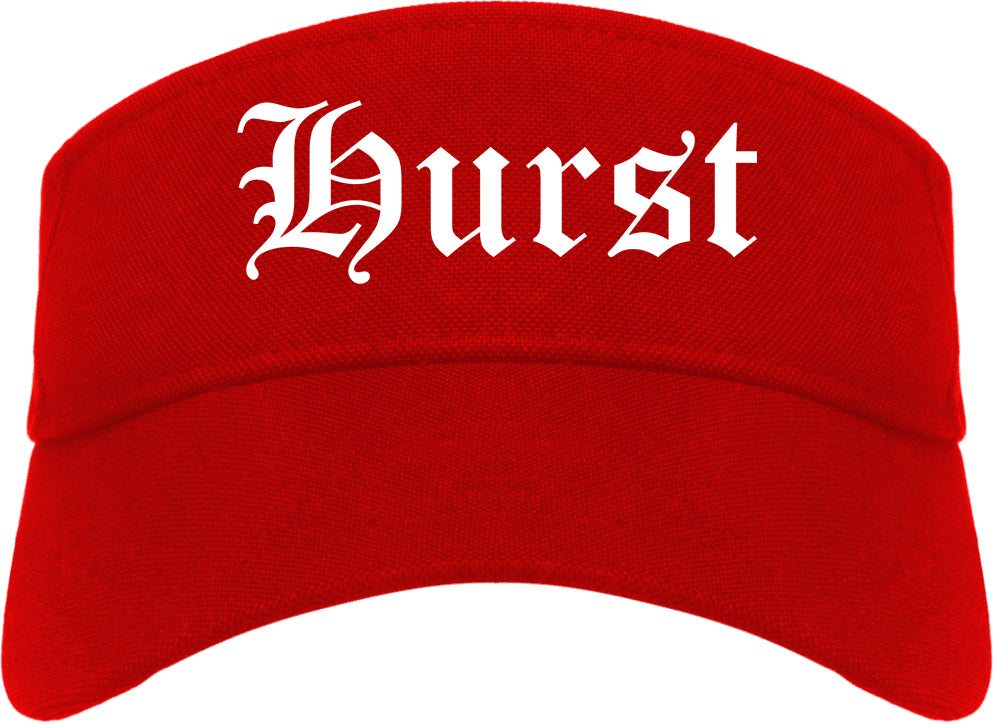 Hurst Texas TX Old English Mens Visor Cap Hat Red