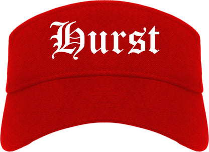 Hurst Texas TX Old English Mens Visor Cap Hat Red