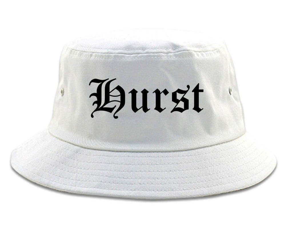 Hurst Texas TX Old English Mens Bucket Hat White